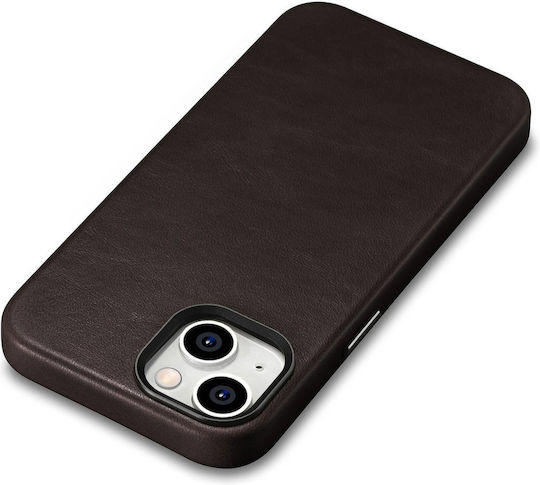 iCarer Oil Wax Premium Leather Back Cover Δερμάτινο Μαγνητικό Καφέ (iPhone 14 Plus)