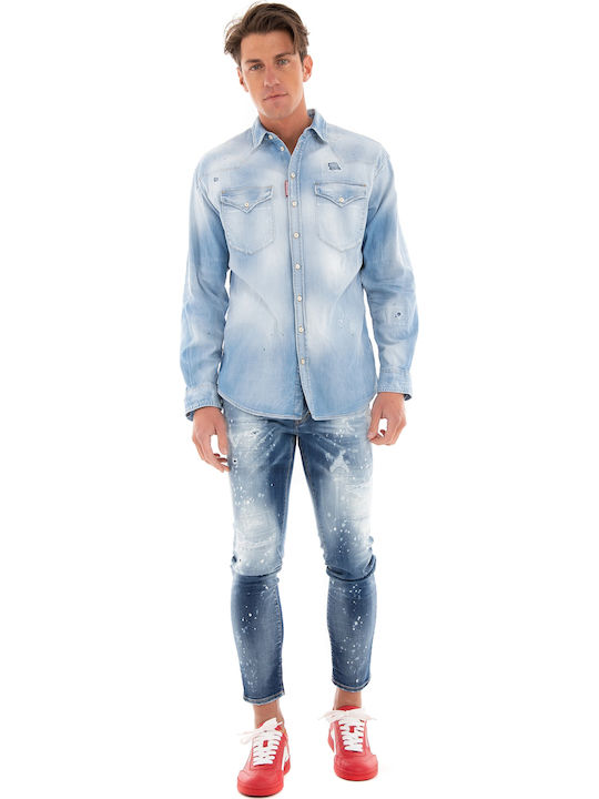 Langärmlig Jeans Hemd Hellblau