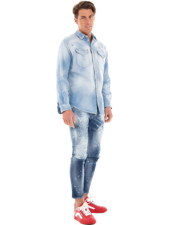 Langärmlig Jeans Hemd Hellblau