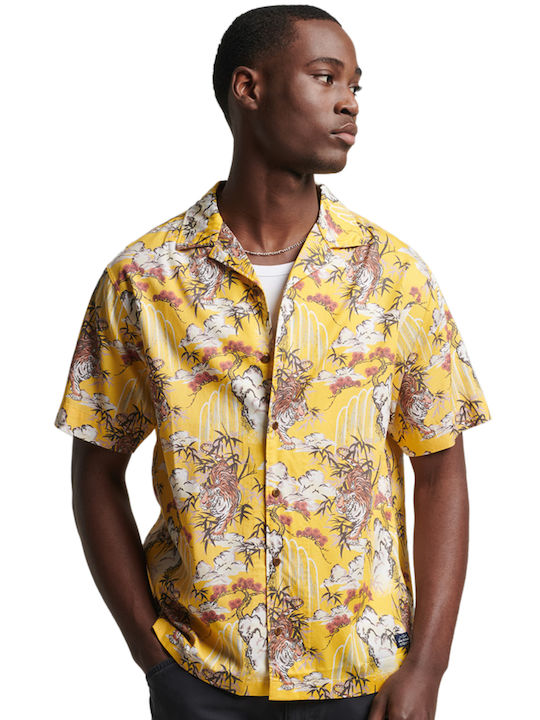 Superdry Men's Shirt Short Sleeve Floral Yellow