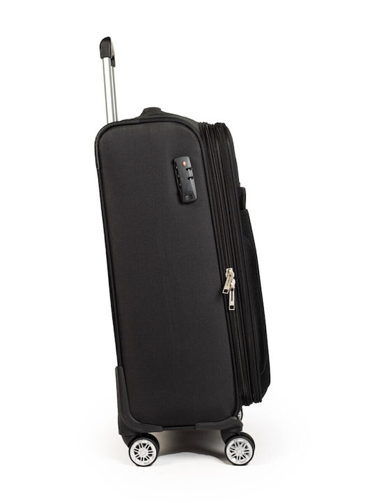 Cardinal Travel Suitcases Fabric Black Max Height 70cm with 4 Wheels Set of 2
