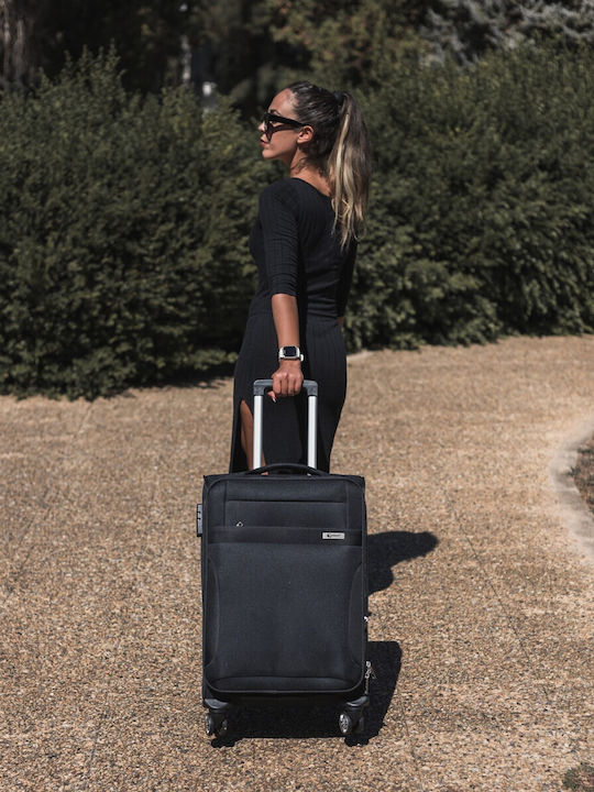Cardinal Travel Suitcases Fabric Black Max Height 70cm with 4 Wheels Set of 2