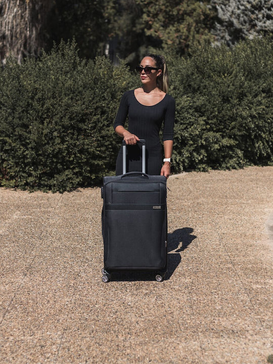 Cardinal Travel Suitcases Fabric Black Max Height 70cm with 4 Wheels Set of 2
