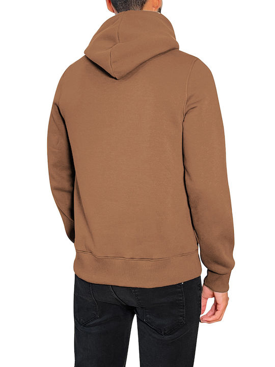 3Guys Men's Sweatshirt with Hood and Pockets Brown