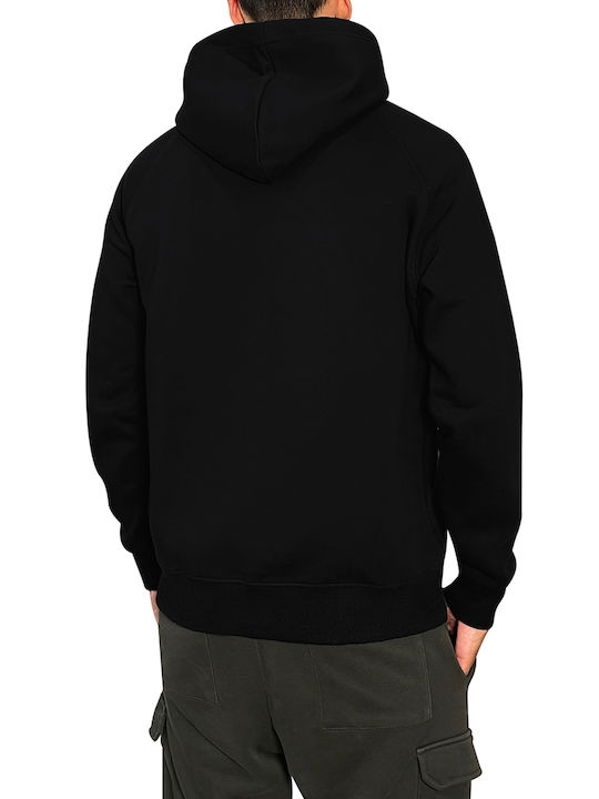 3Guys Eric Herren Sweatshirt mit Kapuze und Taschen Schwarz