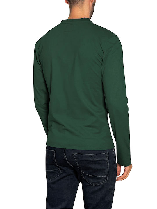 3Guys Norton Men's Long Sleeve Blouse with Buttons Green