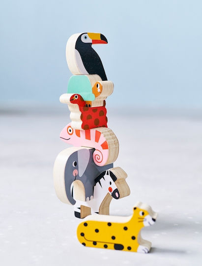 Petit Monkey Jucărie de Stivuire Jungle Stacker din Lemn pentru 12++ Luni