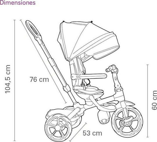 Q Play Rito Air Rubber Convertible with Parental Handle 3 in 1 for 12 Months Black
