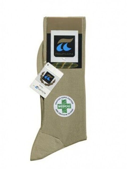 Pournara Men's Solid Color Socks Beige