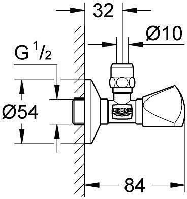 Grohe Βάνα / Διακόπτης Γωνιακός 1/2"x3/8" με Ρακόρ
