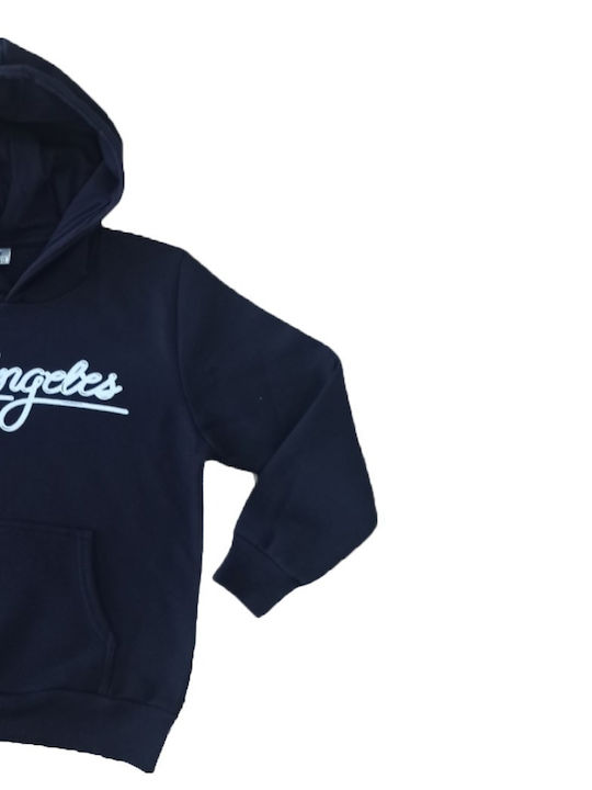 Piccino Kids Sweatshirt with Hood and Pocket Navy Blue