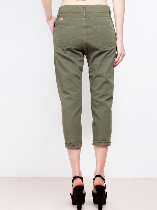 Lynne Women's High-waisted Cotton Capri Trousers Khaki