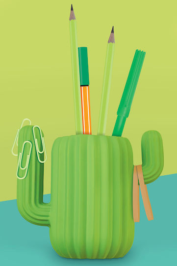 Plastic Pencil Holder Cactus in Green Color 1pcs 4.65x4.92x2.76cm