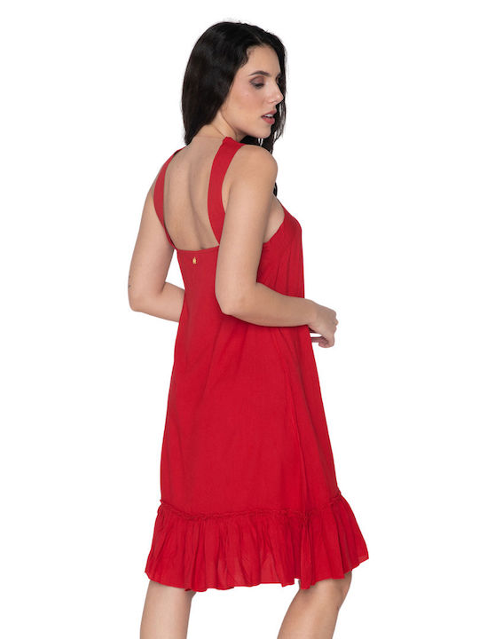 Luna Alice Damen Mini Kleid Strand Rot