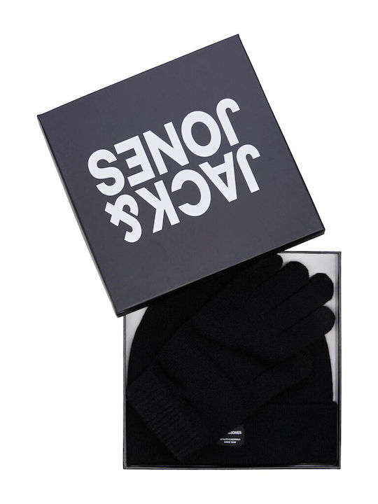 Set with Beanie Knitted in Black color
