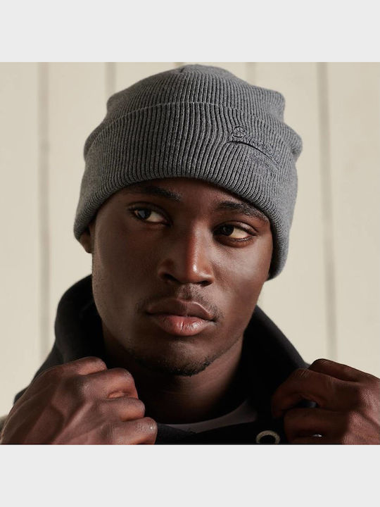 Vintage Logo Classic Beanie Ανδρικός Σκούφος Πλεκτός σε Γκρι χρώμα
