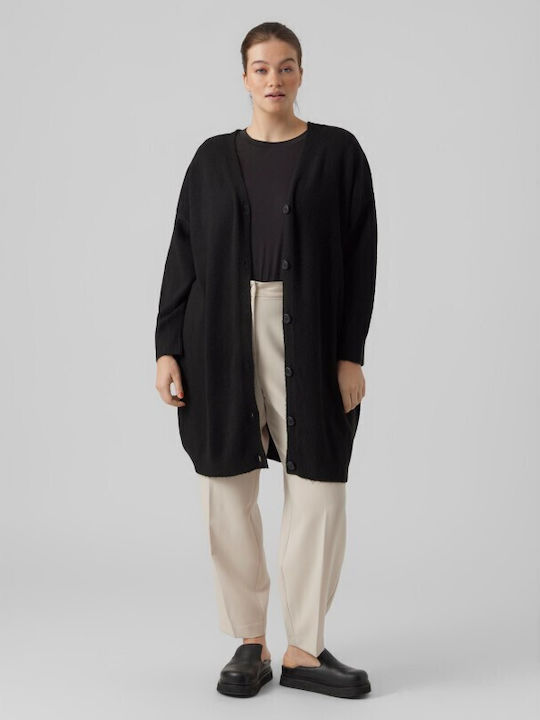 Billie Long Women's Knitted Cardigan with Buttons Black