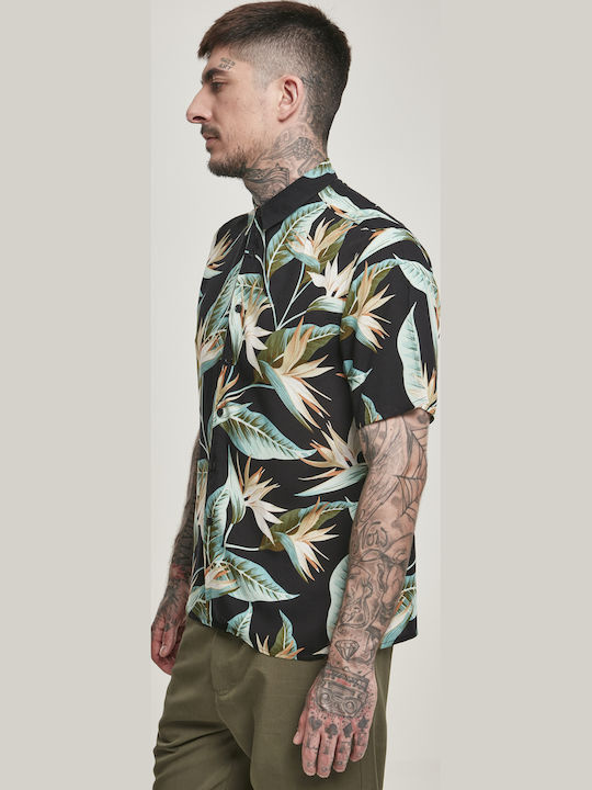 Short-sleeved Shirt in Wide Line Floral Green