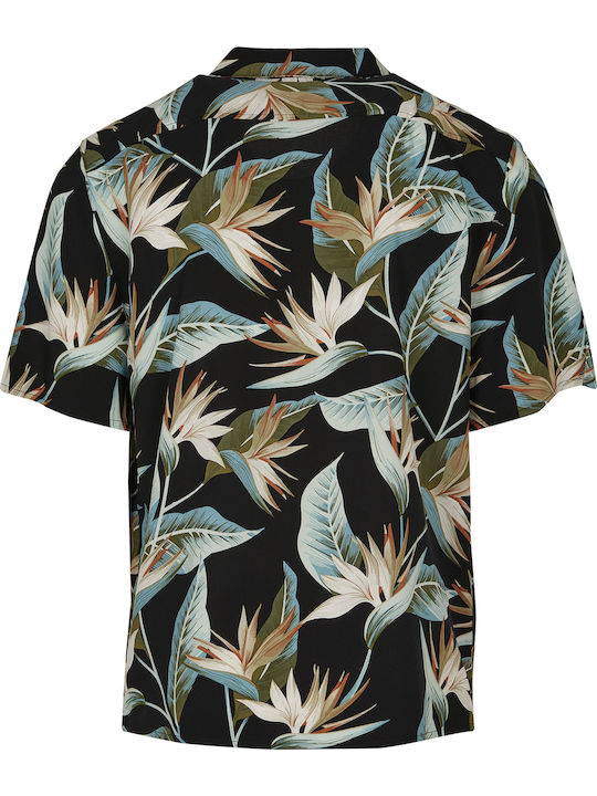 Short-sleeved Shirt in Wide Line Floral Green