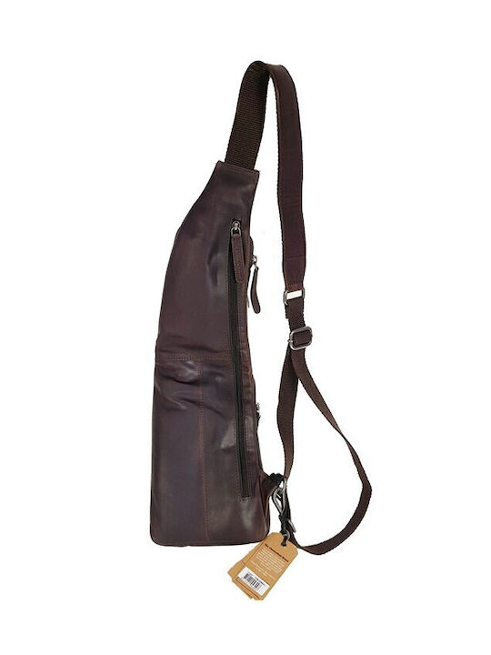 The Chesterfield Brand Leather Sling Bag with Zipper Brown