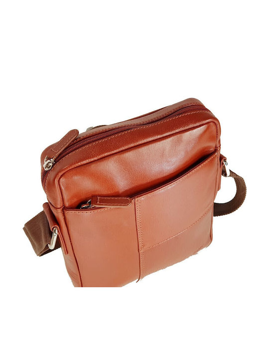 Leder Herrentasche Schulter / Crossbody Cognac