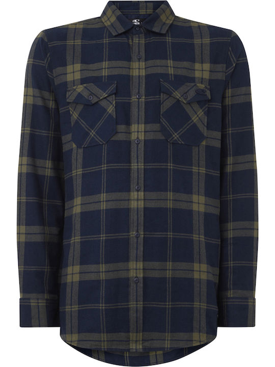 Langärmlig Flanell Hemd Geprüft Khaki
