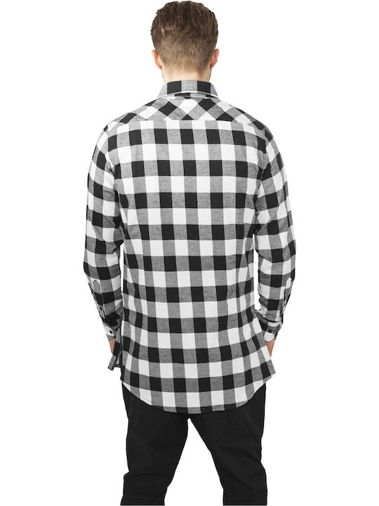 Urban Classics Men's Shirt Long Sleeve Flannel Checked Black/White