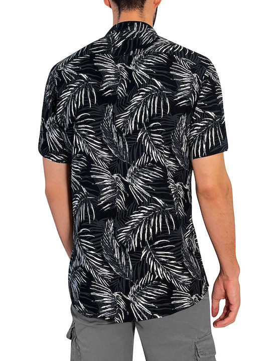 3Guys Douglas Men's Shirt Short Sleeve Floral Black