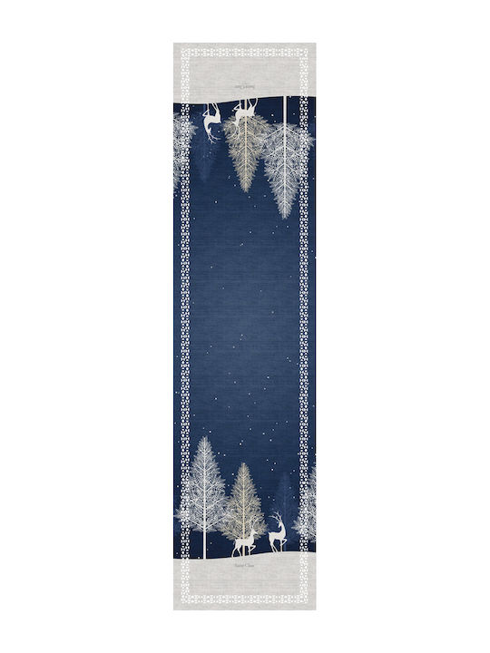 Saint Clair Weihnachts- Tischtuch Läufer Stoff Blau B160xL40cm. 1Stück