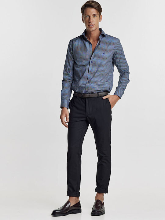 Long-sleeved Cotton Shirt Navy Blue