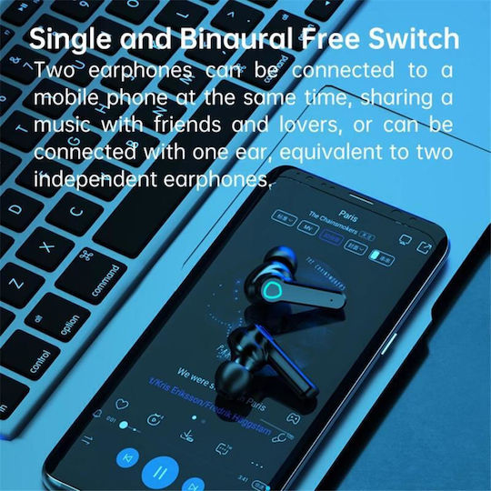Valdus M19 In-ear Bluetooth Handsfree Ακουστικά με Αντοχή στον Ιδρώτα και Θήκη Φόρτισης Μαύρα
