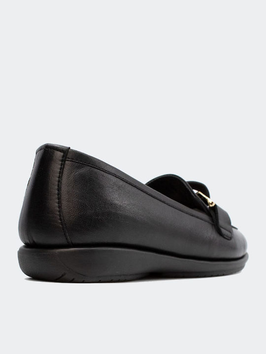 Leather Women's Loafers in Black Color