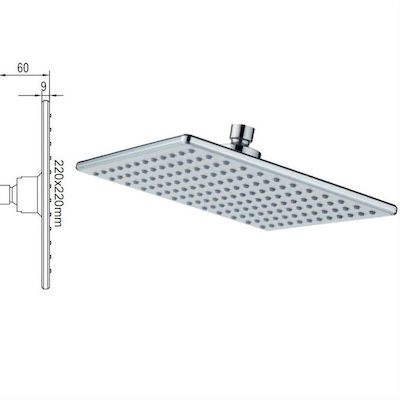 Viospiral Square Showerhead Silver 22x22cm