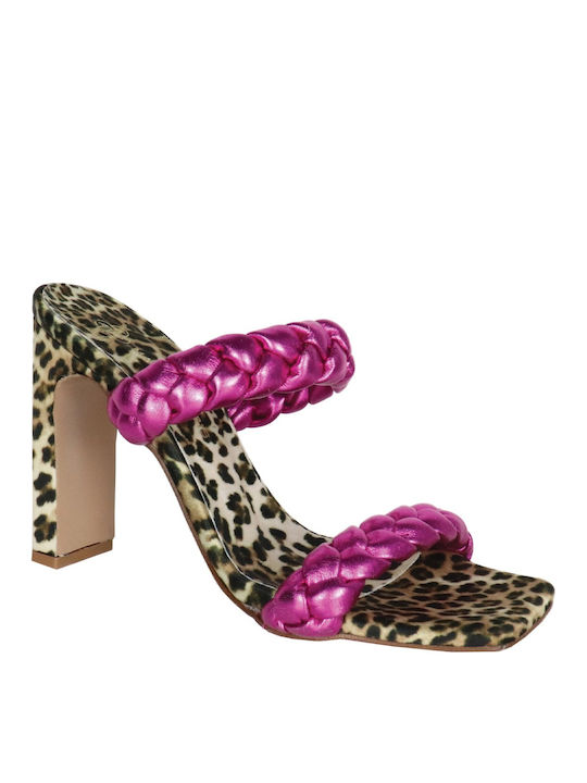 Makis Kotris Δερμάτινα Γυναικεία Πέδιλα Fuchsia Leopard