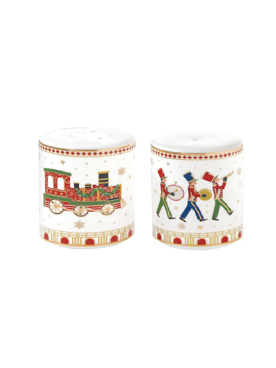 R2S Christmas Salt and Pepper Set Porcelain Multicolour L5.8xW5.8xH7cm. 2pcs