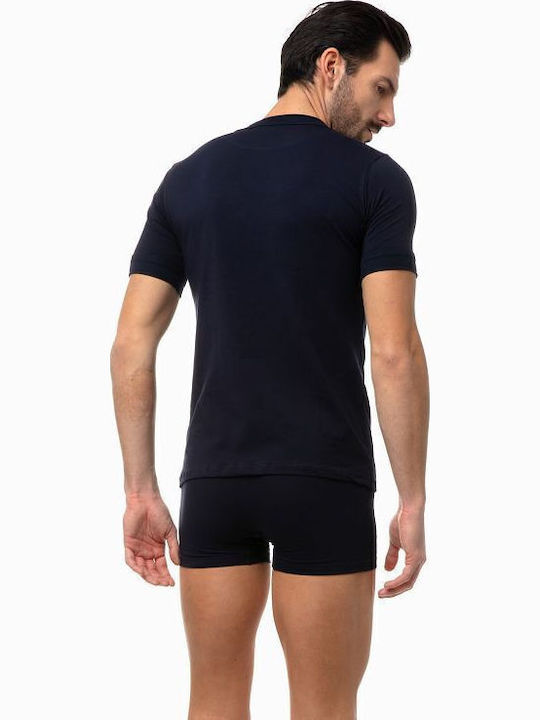 Men's Undershirt Short-sleeved in Navy Blue Color
