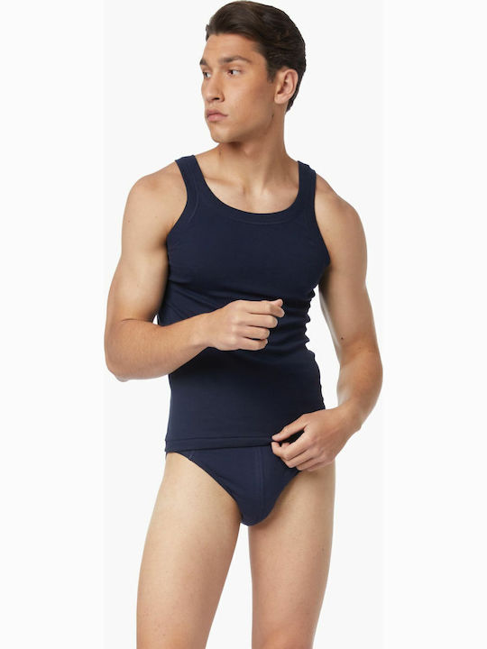 Men's Undershirts Sleeveless in Navy Blue Color 2Pack