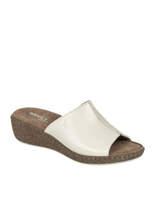 Adam's Shoes Women's Leather Platform Wedge Sandals White