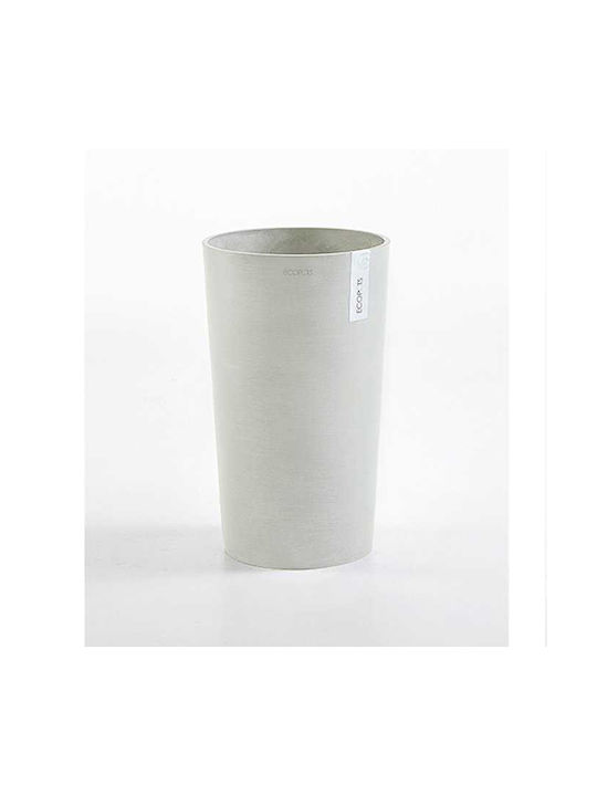 Ecopots Amsterdam Mid High Ghiveci Plastic Alb Gri 34x34x66cm.