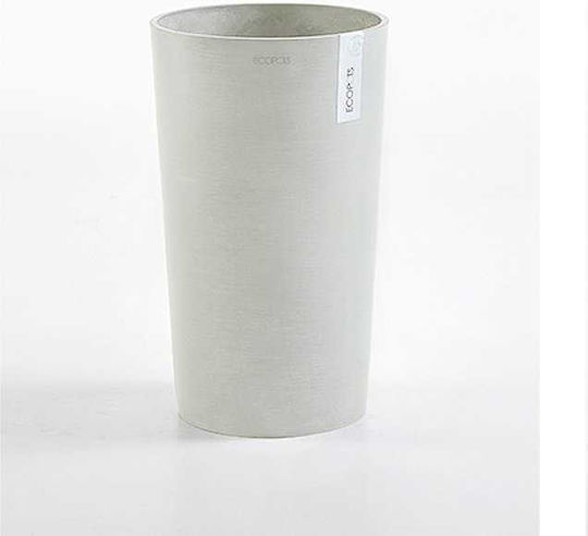 Ecopots Amsterdam Mid High Γλάστρα Πλαστική White Grey 34x34x66εκ.