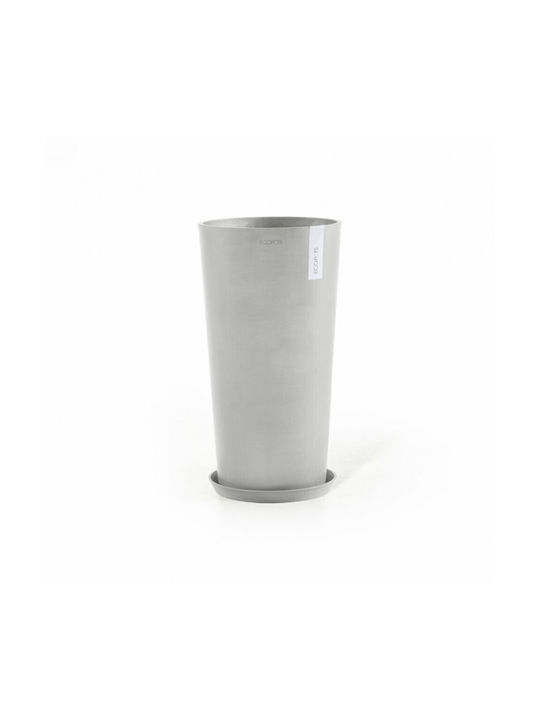 Ecopots Amsterdam Mid High Ghiveci Plastic Alb Gri 34x34x66cm.