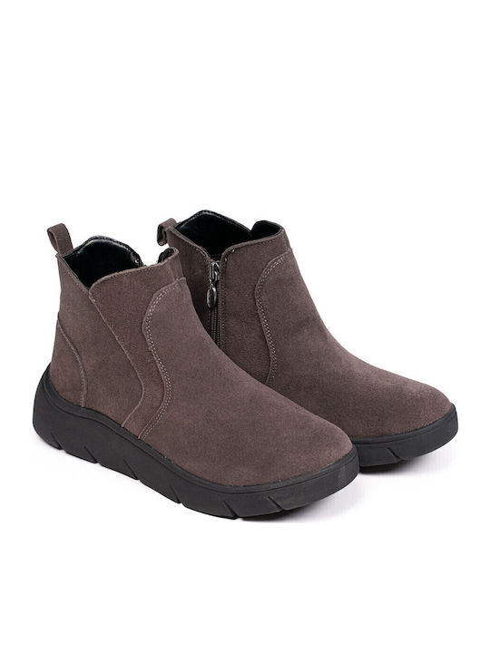 Bormio Suede Γυναικεία Μποτάκια Αστραγάλου με Πλατφόρμα Γκρι