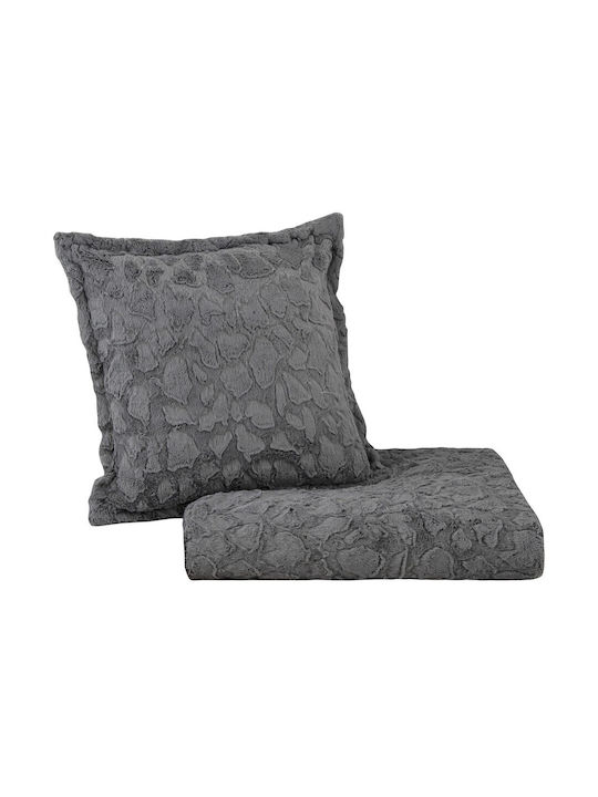 Madi Διακοσμητική Μαξιλαροθήκη Rubble από Γούνα Grey 45x45εκ.