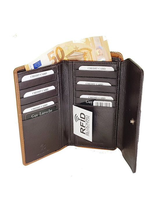 Large Leather Women's Wallet Classic Tabac Brown