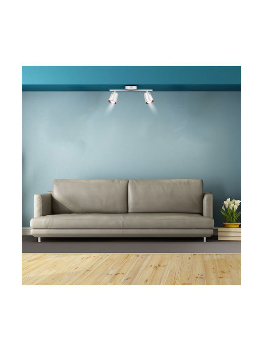 V-TAC VT-812 Διπλό LED Φυσικό Λευκό Σποτ σε Λευκό Χρώμα