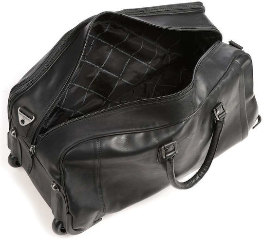 The Chesterfield Brand Jayven Σακ Βουαγιάζ 47lt Μαύρο με Ρόδες από Δέρμα Μ41xΠ28xΥ60εκ.