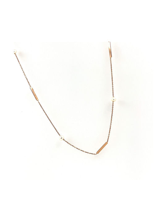 Necklace Rose Gold with Pearls 14K