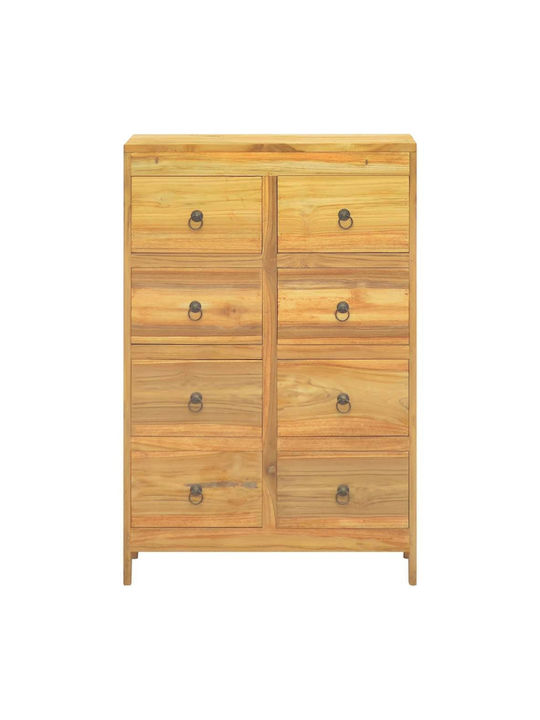 Chest of Drawers of Solid Wood with 8 Drawers Coffee 55x30x90cm