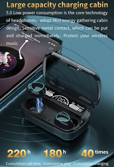 M10 In-ear Bluetooth Handsfree Earphones with Charging Case Black