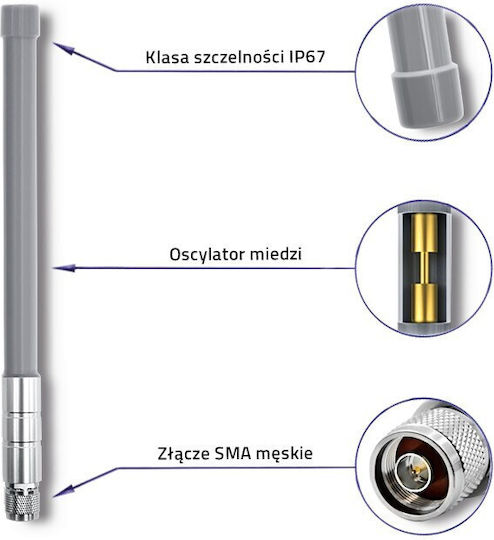 Qoltec LoRa Extern Wi-Fi-Antenne WiFi Rundstrahlantenne 8dBi mit N-Verbinder-Anschluss